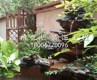 別墅庭院假山景色