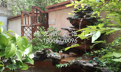 別墅庭院假山景色